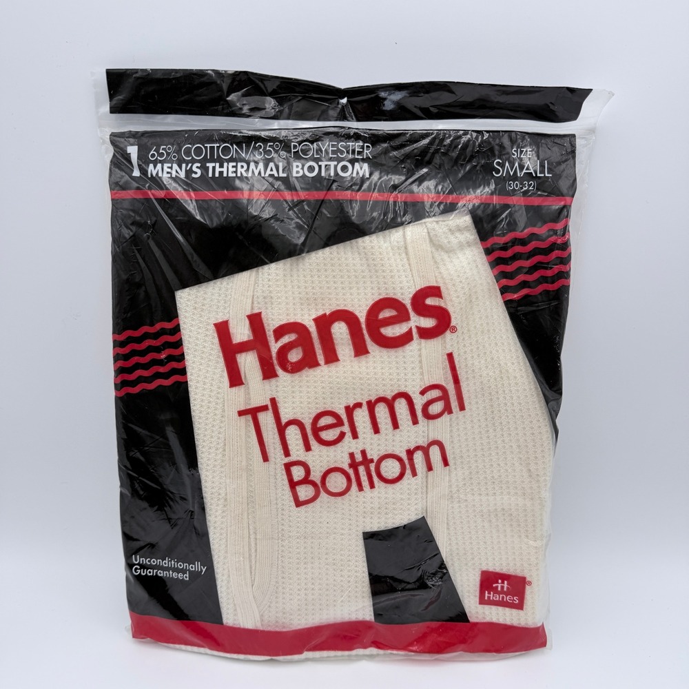 Vintage 1994 Hanes Mens Thermal Bottom Waffle Knit Long Johns Small 30-32 White